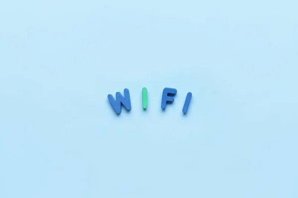 Word Wifi Modrém Pozadí — Stock fotografie