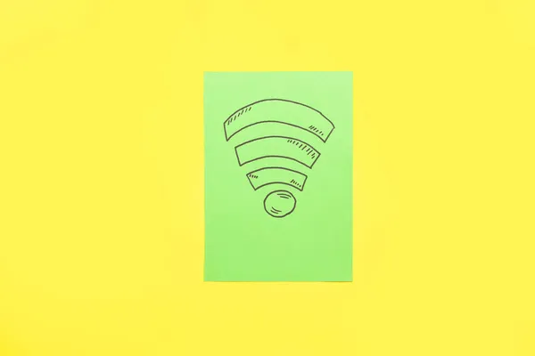 Рисунок Символа Wifi Желтом Фоне — стоковое фото