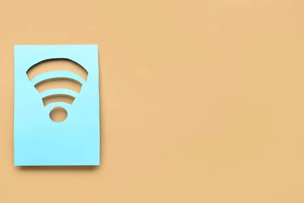 Simbolul Wifi Realizat Din Hârtie Fundal Bej — Fotografie, imagine de stoc