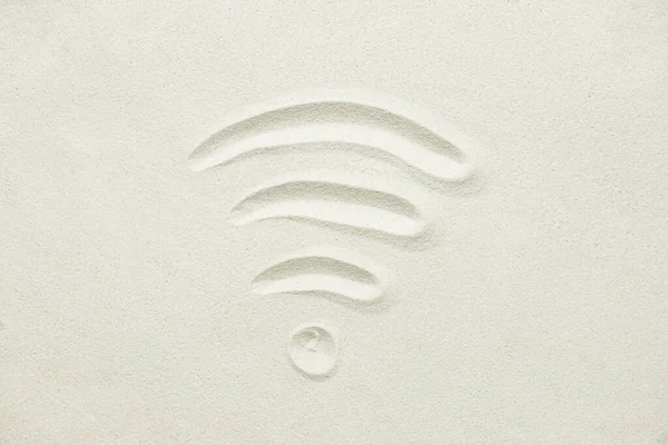 Wifi Σύμβολο Φόντο Άμμου Πάνω Όψη — Φωτογραφία Αρχείου