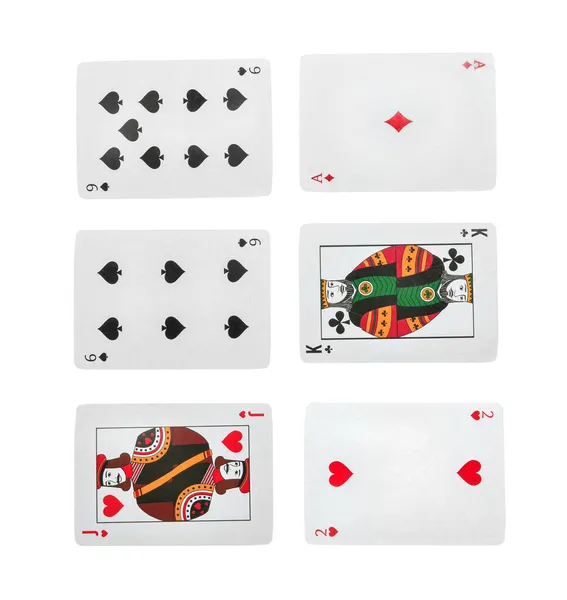 Poker Cartes Jouer Isolé Sur Fond Blanc — Photo