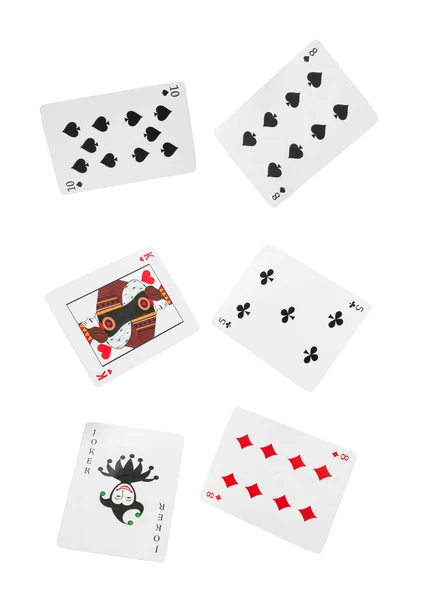 Poker Karty Gry Izolowane Białym Tle — Zdjęcie stockowe