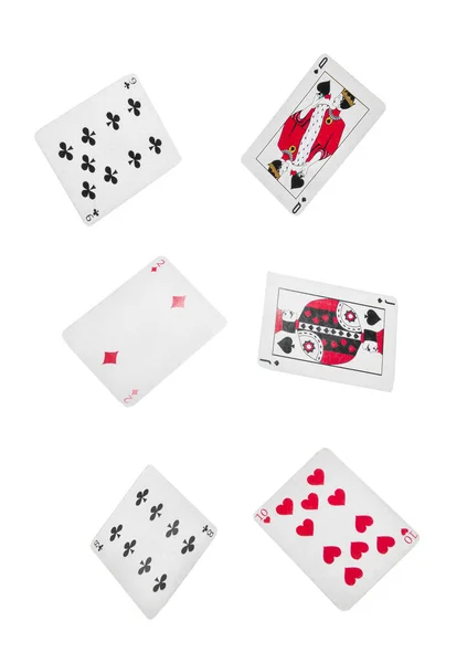 Poker Cartes Jouer Isolé Sur Fond Blanc — Photo