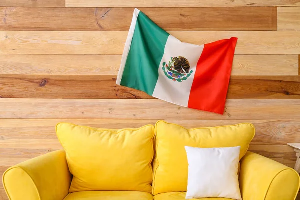 Interior Quarto Elegante Com Bandeira Mexicana — Fotografia de Stock