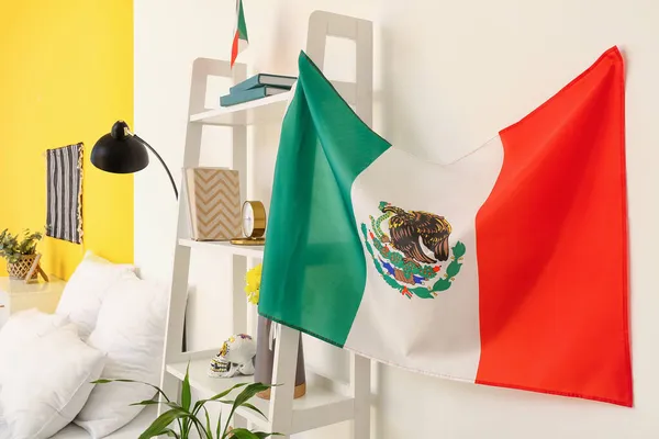 Belső Tér Stílusos Szoba Mexikói Zászlóval — Stock Fotó
