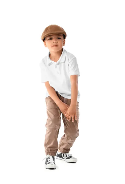 Bonito Dança Afro Americano Menino Branco Fundo — Fotografia de Stock