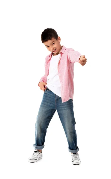 Ballando Bambino Sfondo Bianco — Foto Stock