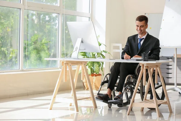 Young Businessman Physical Disability Working Office — Stock Photo, Image
