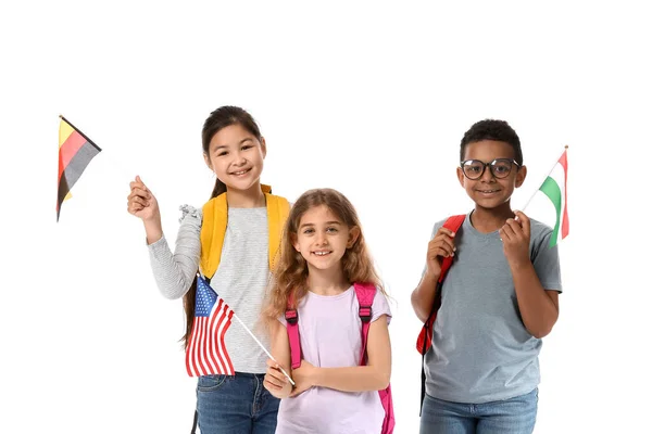 Alumnos Escuela Idiomas Sobre Fondo Blanco — Foto de Stock