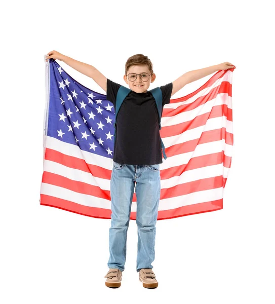 Pupil Language School Usa Flag White Background — Stock Photo, Image