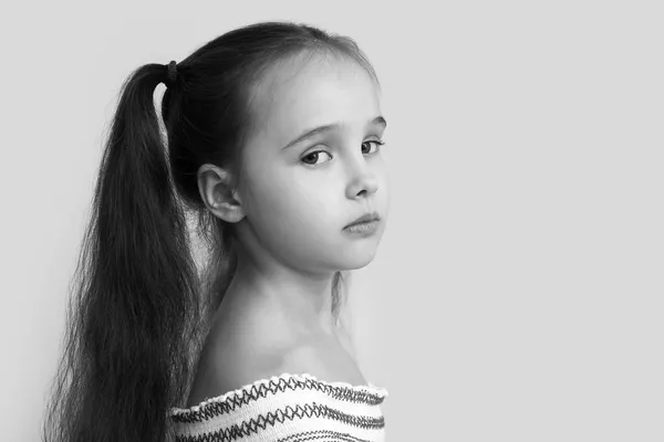 Portrait Cute Little Girl Light Background — Stock Photo, Image