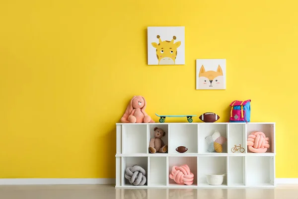 Interior Quarto Das Crianças Com Espaço Organizado Para Brinquedos — Fotografia de Stock