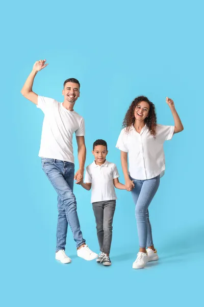 Happy Interracial Family Color Background — Stock Photo, Image