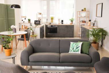 Çağdaş mutfağı olan stüdyo daire