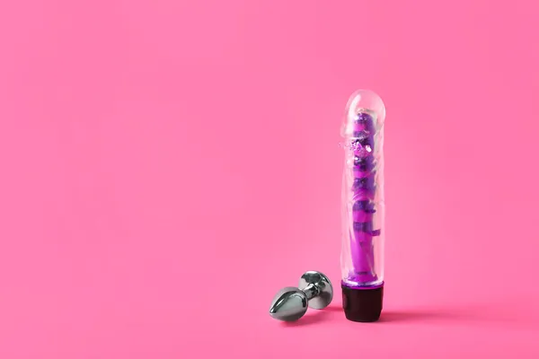 Vibrador Plug Anal Sobre Fondo Color — Foto de Stock