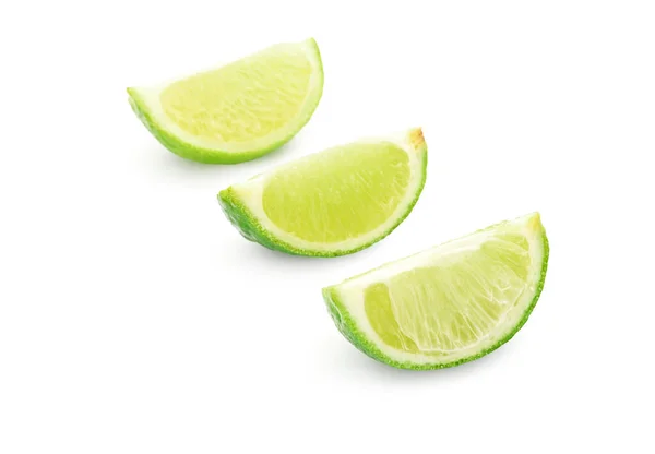 Slices Fresh Green Lime White Background — Stock Photo, Image