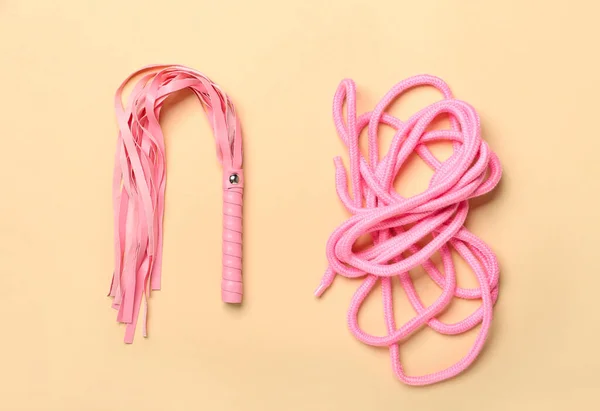 Whip Rope Sex Shop Color Background — Stock Photo, Image