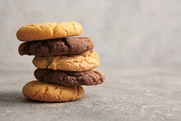 Gustosi Biscotti Fatti Casa Sfondo Grigio — Foto Stock