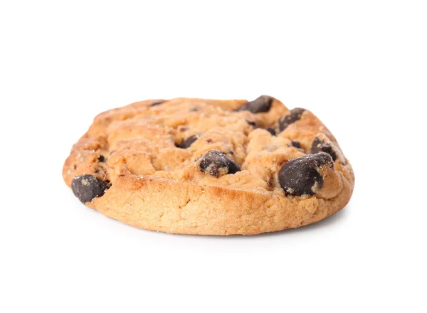 Lahodné Domácí Cookie Čokoládovými Lupínky Bílém Pozadí — Stock fotografie