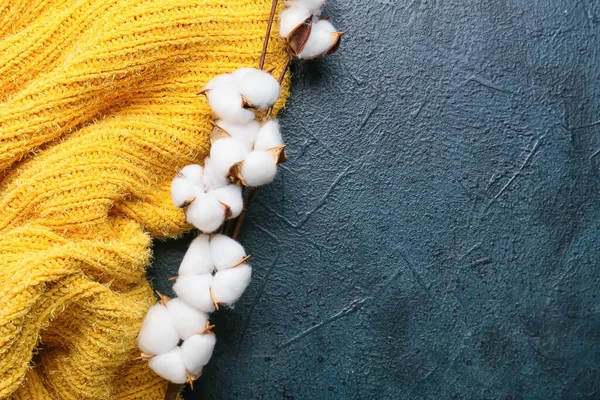 Cotton Flowers Sweater Dark Background — Stock Photo, Image