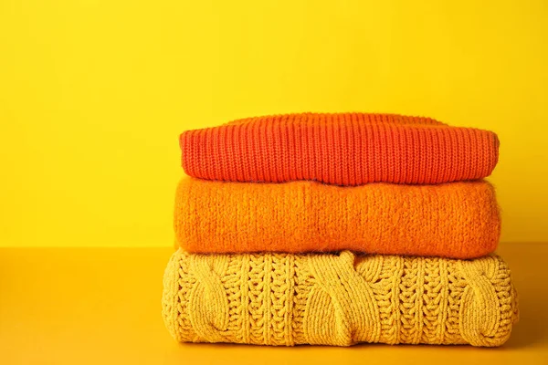 Stack Autumn Clothes Color Background — Stock Photo, Image