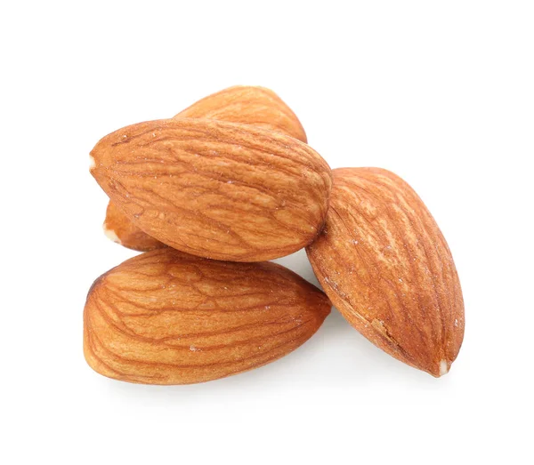 Fresh Almond Nuts White Background — Stock Photo, Image