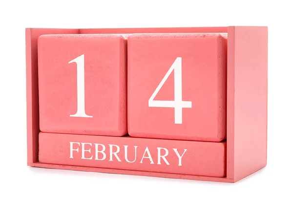 Kalendář Datem Valentýna Bílém Pozadí — Stock fotografie