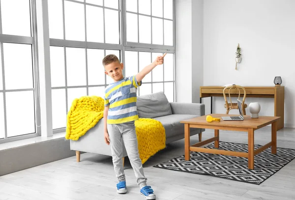 Cute Little Boy Dancing Home — Stock Photo, Image