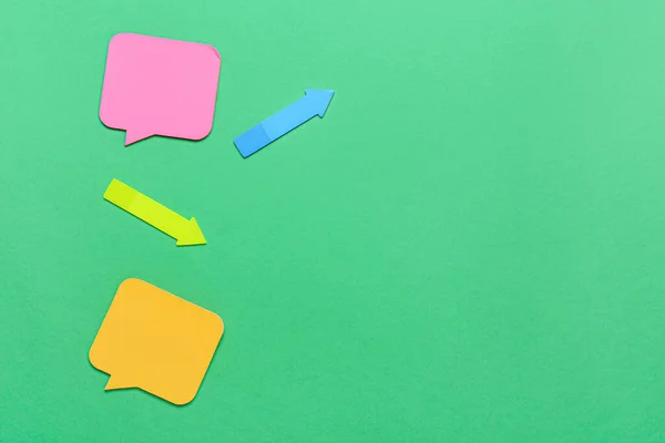 Different Sticky Notes Green Background — Stock Photo, Image