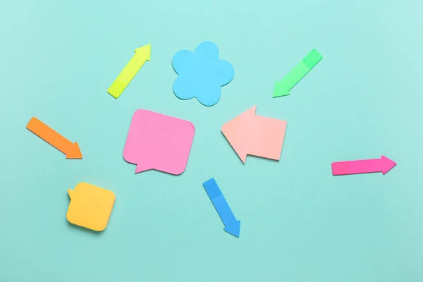 Different Sticky Note Papers Blue Background — Stock Photo, Image