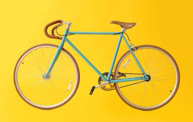 Sarı arka planda şık bisiklet