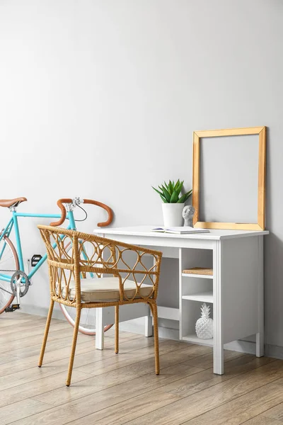 Modern Workplace Frame Bicycle Light Wall — Stock Photo, Image