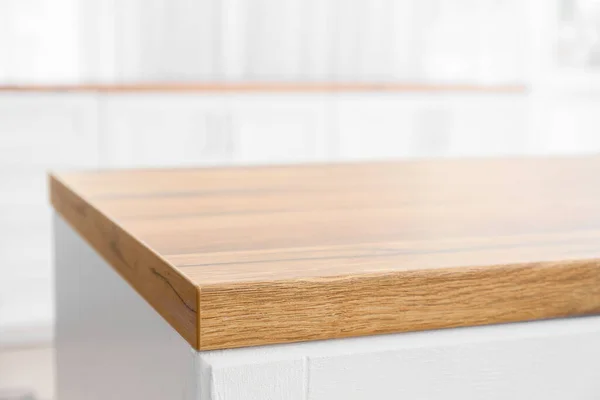 Wooden Table Top Modern Kitchen Closeup — Stock Photo, Image