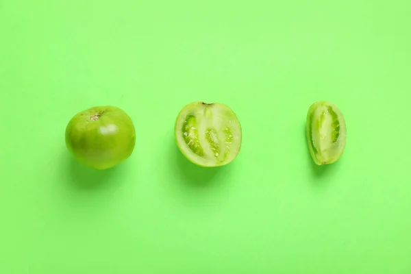 Fresh Green Tomatoes Color Background — Stock Photo, Image