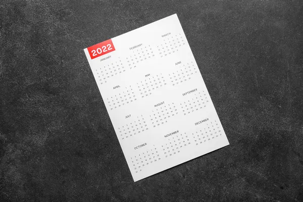 Бумажный Календарь 2022 Год Темном Фоне — стоковое фото