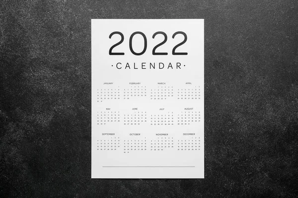 Calendario Papel Para Año 2022 Sobre Fondo Oscuro — Foto de Stock