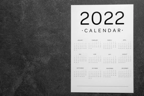 Calendário Papel Para Ano 2022 Sobre Fundo Escuro — Fotografia de Stock