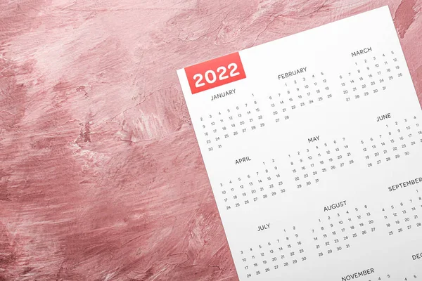 Papieren Kalender Voor Het Jaar 2022 Kleur Achtergrond — Stockfoto