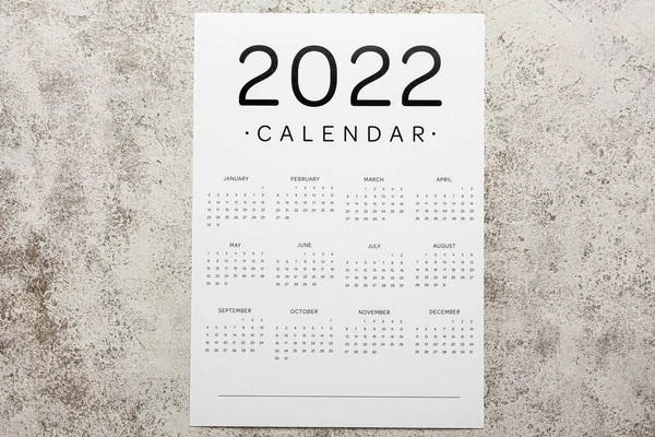 Calendário Papel Para Ano 2022 Fundo Grunge — Fotografia de Stock