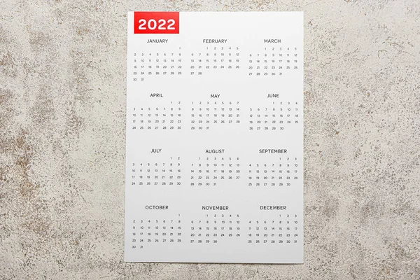 Calendário Papel Para Ano 2022 Fundo Grunge — Fotografia de Stock