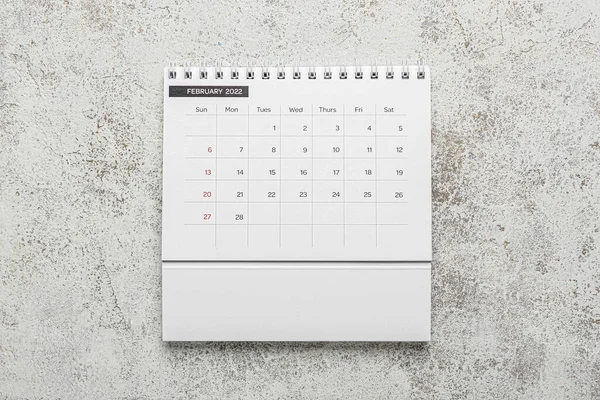Papieren Kalender Voor Februari 2022 Grunge Achtergrond — Stockfoto