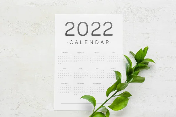 Calendário Papel Para Ano 2022 Sobre Fundo Branco — Fotografia de Stock