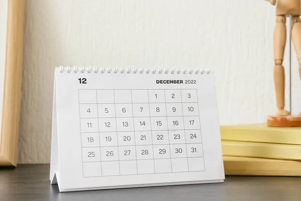 Calendarul Hârtie Pentru Decembrie 2022 Cărți Masă — Fotografie, imagine de stoc