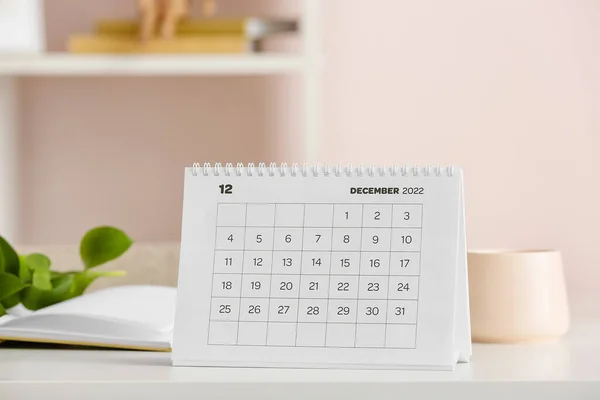 Calendário Papel Para Dezembro 2022 Tabela — Fotografia de Stock