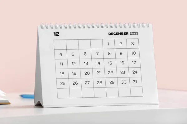 Calendario Cartaceo Dicembre 2022 Tavola — Foto Stock