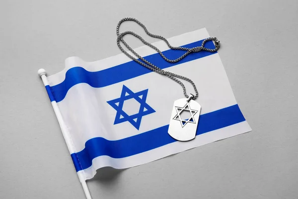 Katonai Címke Zászló Izrael Fény Háttér — Stock Fotó