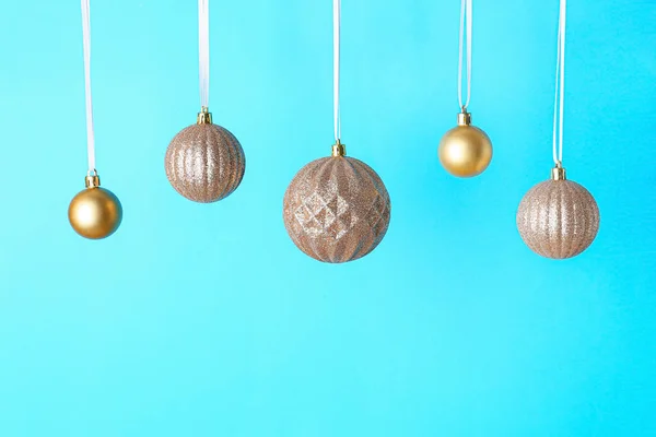 Different Christmas Balls Color Background — Stock Photo, Image