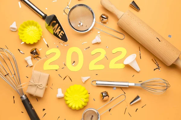 Figure 2022 Supplies Confectioner Color Background — Stock Photo, Image