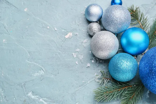 Fir Boom Takken Met Mooie Kerst Decor Grunge Achtergrond — Stockfoto