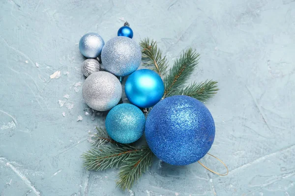 Jedle Strom Větve Krásnou Vánoční Výzdoba Grunge Pozadí — Stock fotografie